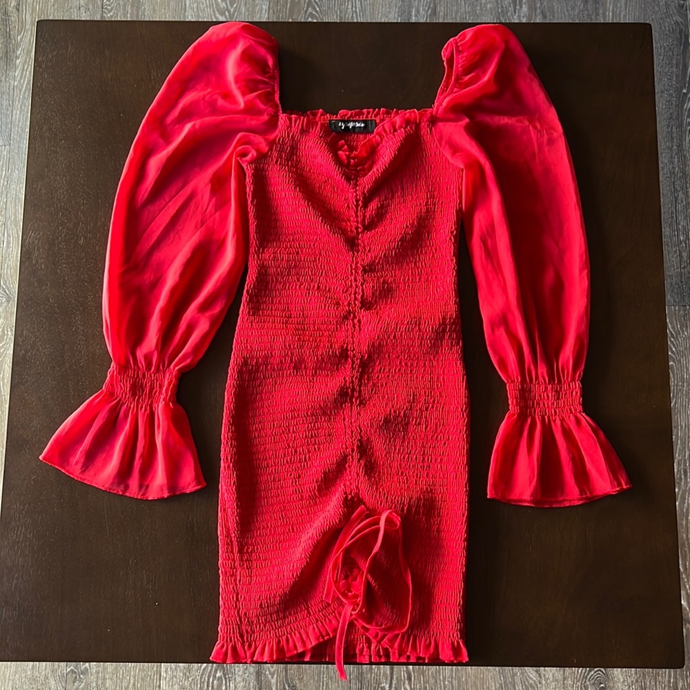 Red Peasant Style Dress